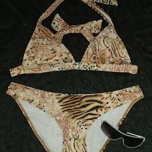 Multi pattern animal print bikini